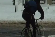 Bicyclist in the snow